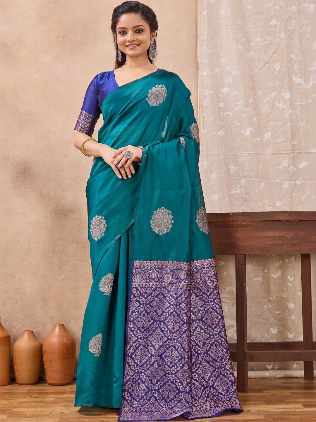 FIXAL FASHION Woven Design Zari Art Silk Saree - view 1