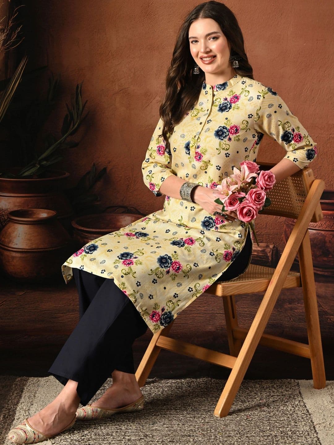 HERE&NOW Women Floral Printed Floral Kurta thumbnail 5
