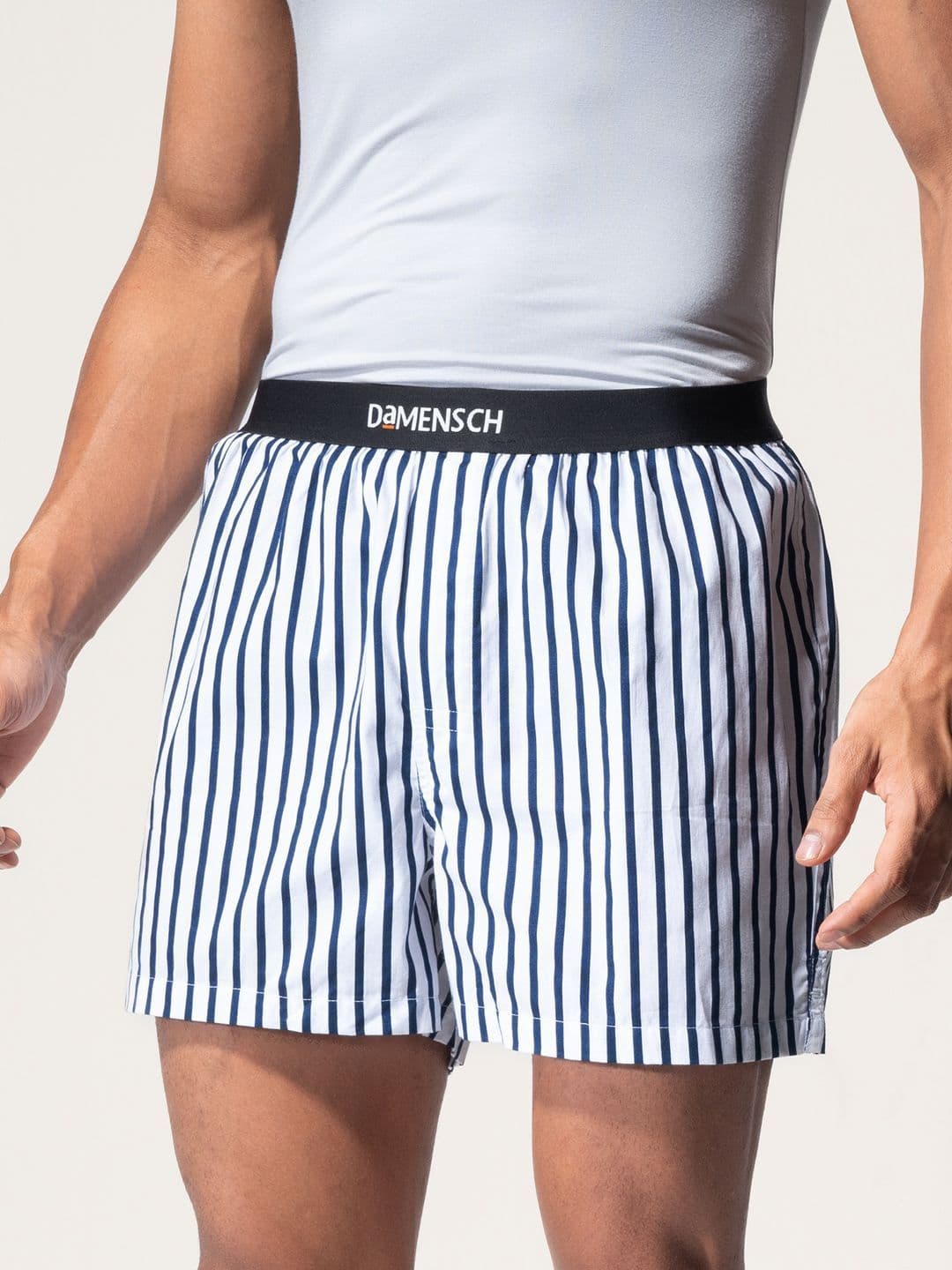 DAMENSCH  Men Striped White Ultra-Light Cotton Regular Fit Inner Boxer - view 1