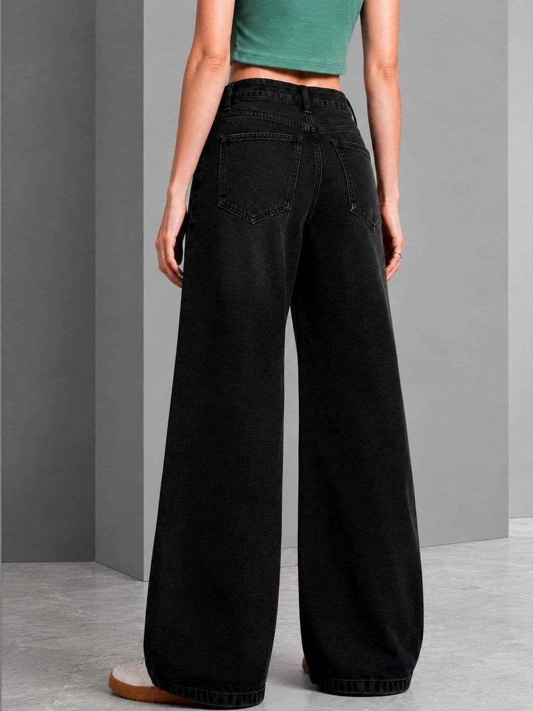DressBerry Women Comfort Wide Leg High-Rise Low Distress Light Fade Stretchable Jeans thumbnail 5