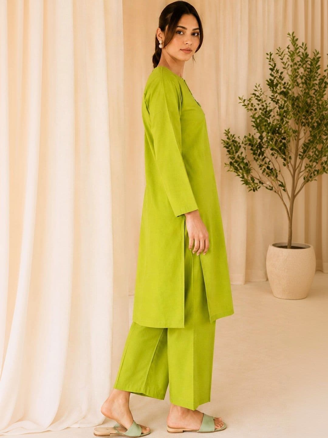 RAJAM Women Regular Kurta with Trousers thumbnail 4