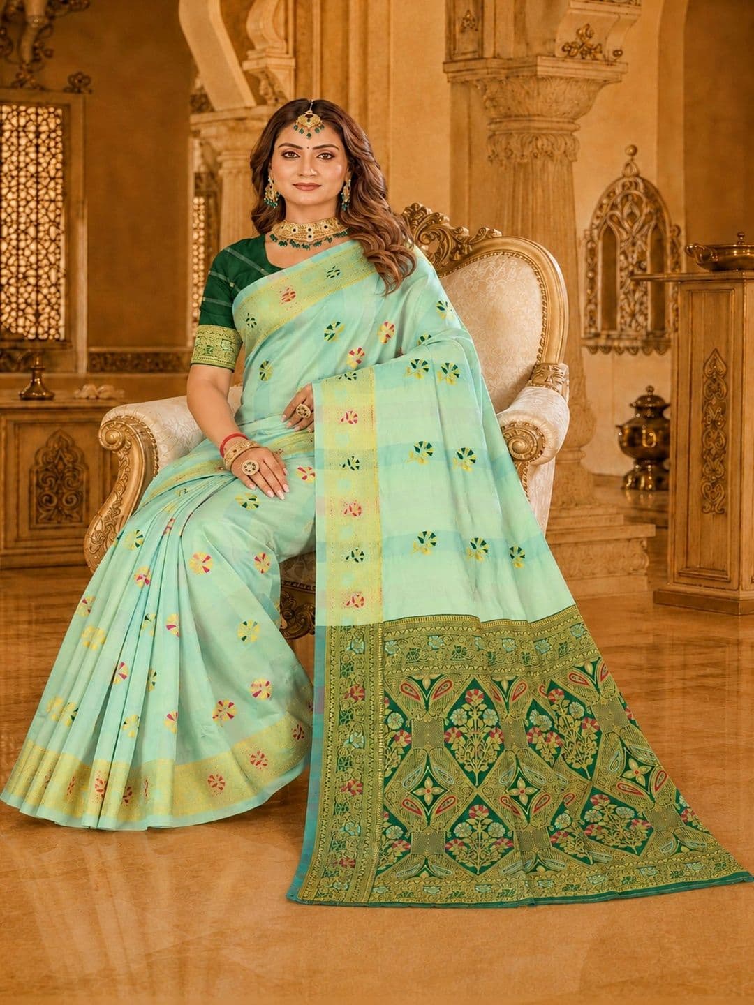 Dimaxi Vastra Floral Zari Silk Blend Kota Saree thumbnail 2