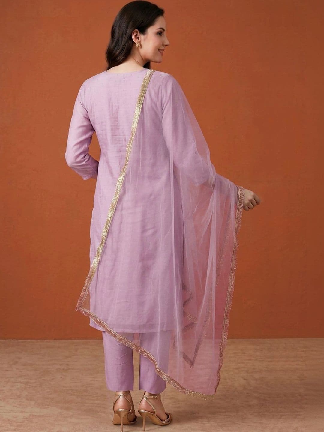 SAINOOR Women Ethnic Motifs Embroidered Regular Thread Work Kurta with Trousers & With Dupatta thumbnail 3
