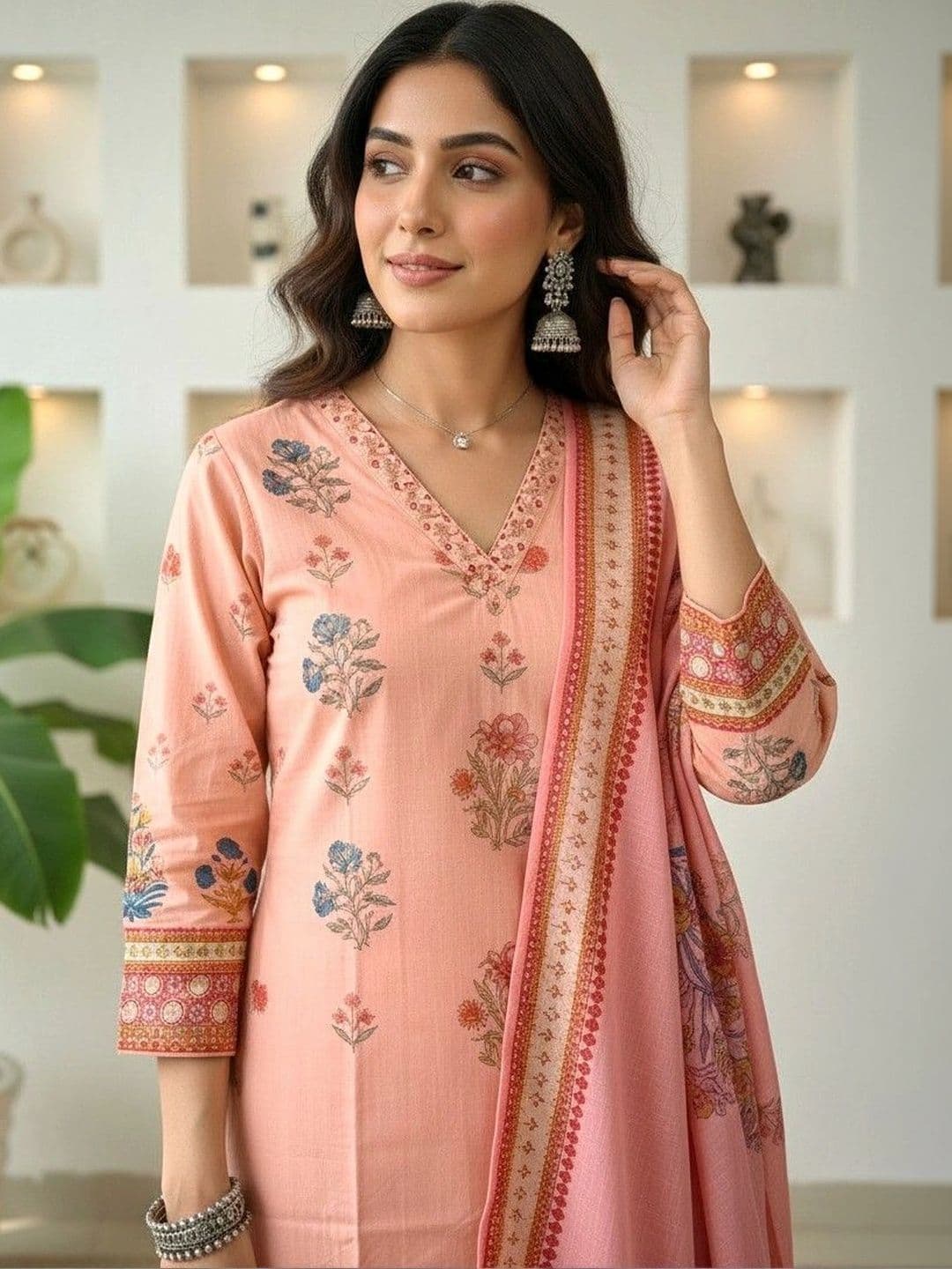 Anouk Women Ethnic Motifs Printed Regular Pure Cotton Kurta with Palazzos & With Dupatta thumbnail 4