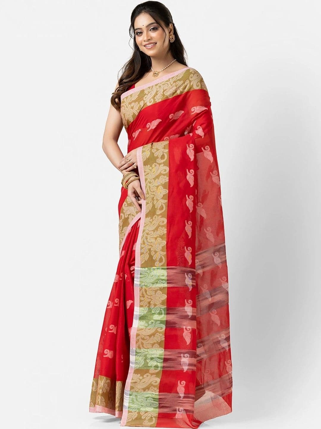 Kosh Ethnics Woven Design Embroidered Pure Cotton Jamdani Saree thumbnail 6