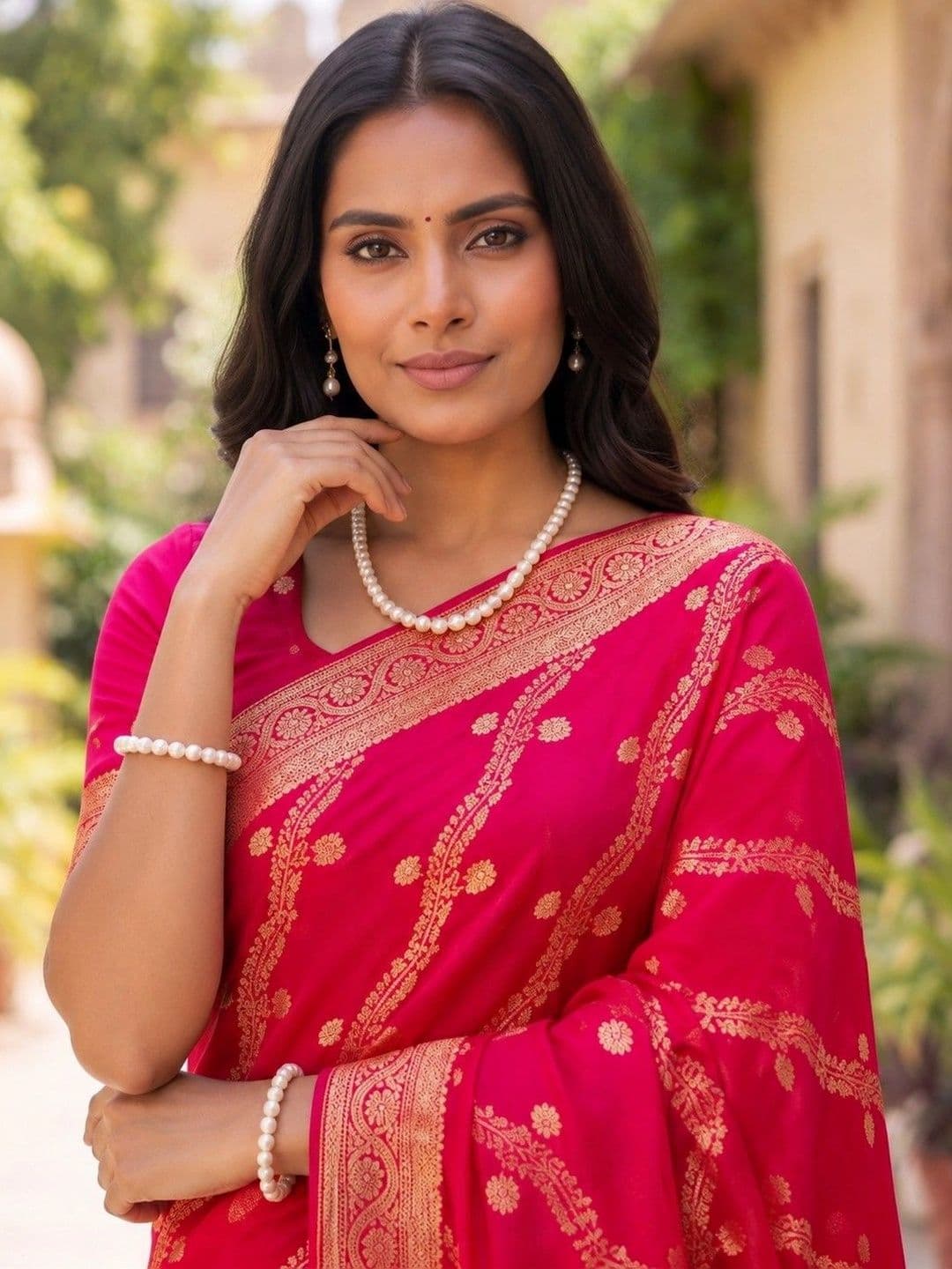 SOURAGYA Paisley Zari Banarasi Saree thumbnail 6
