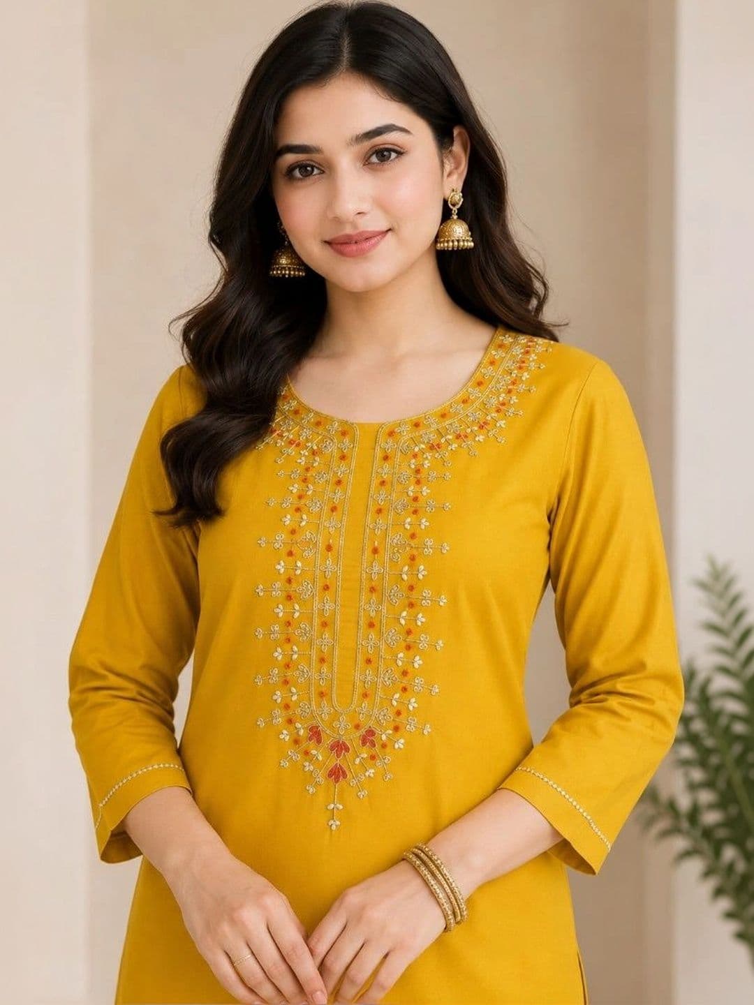SAVYO Women Ethnic Motifs Embroidered Regular Thread Work Kurta with Trousers thumbnail 5