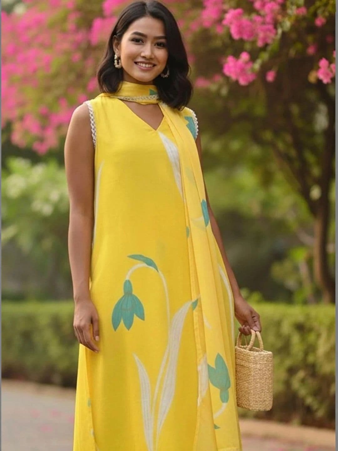 Mogra Designs Women Floral Printed Regular Kurta with Trousers & With Dupatta thumbnail 4