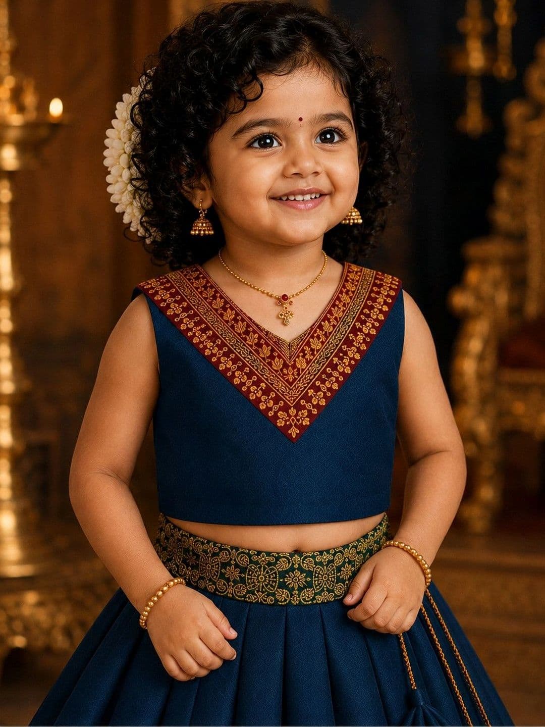 Xepon Girls Embroidered Ready to Wear Lehenga & thumbnail 3