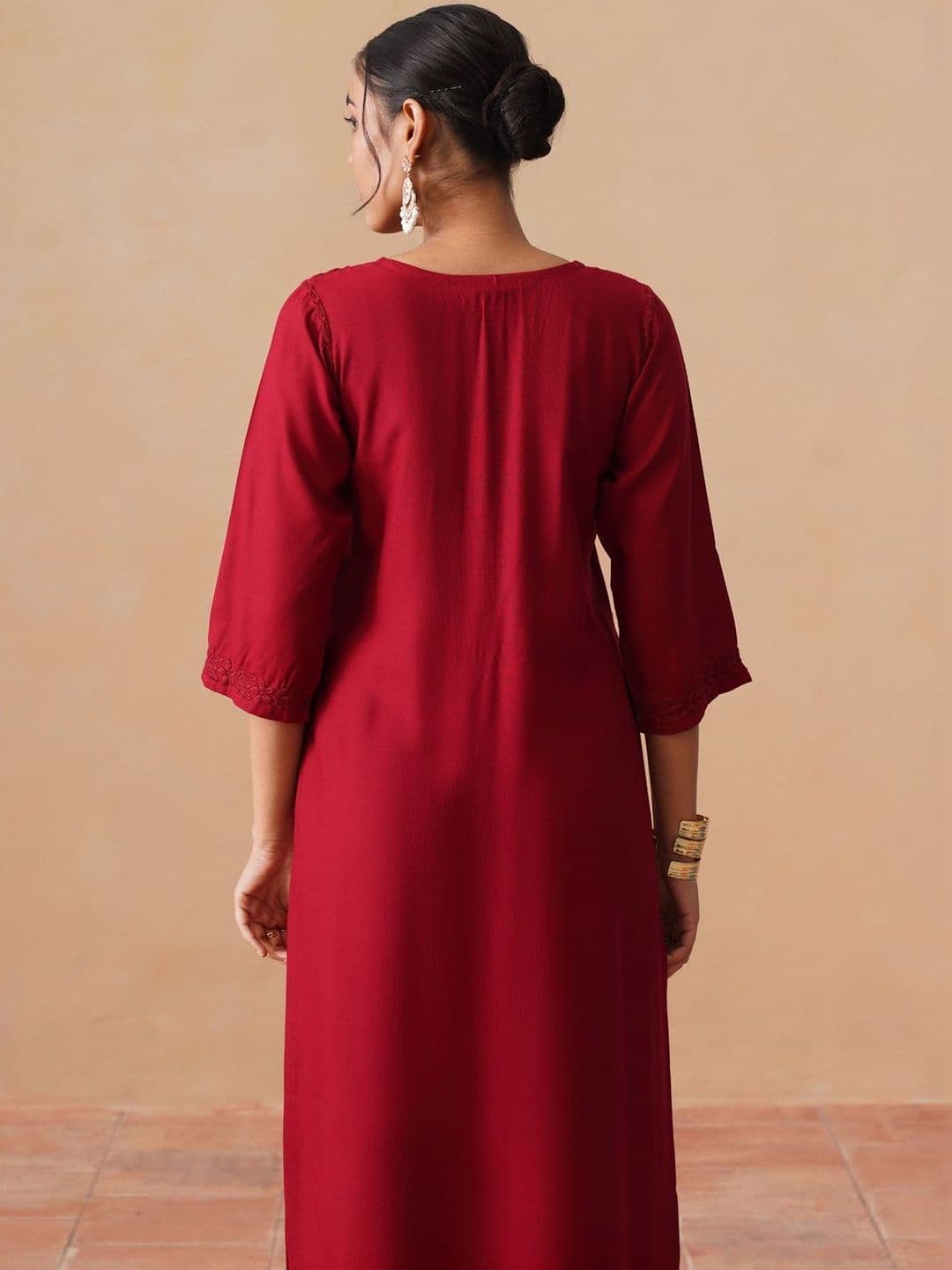 SAZRIKA Ethnic Motifs Embroidered Regular Thread Work Kurta with Palazzos & With Dupatta thumbnail 6