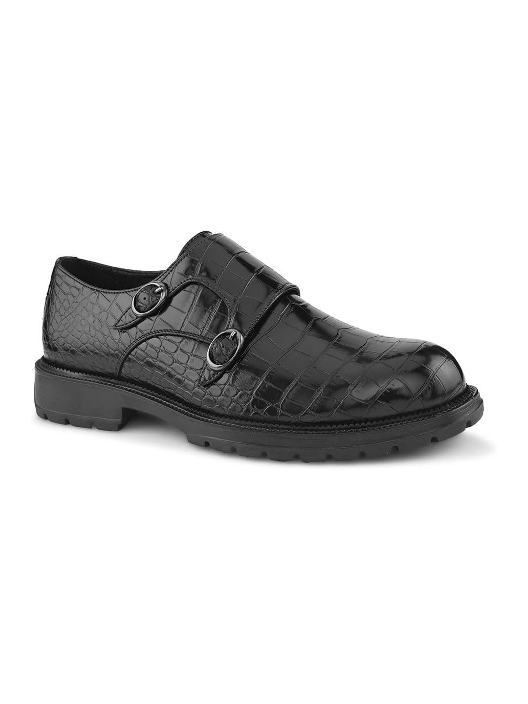 House of Pataudi Men Textured Formal Monk Shoes thumbnail 7