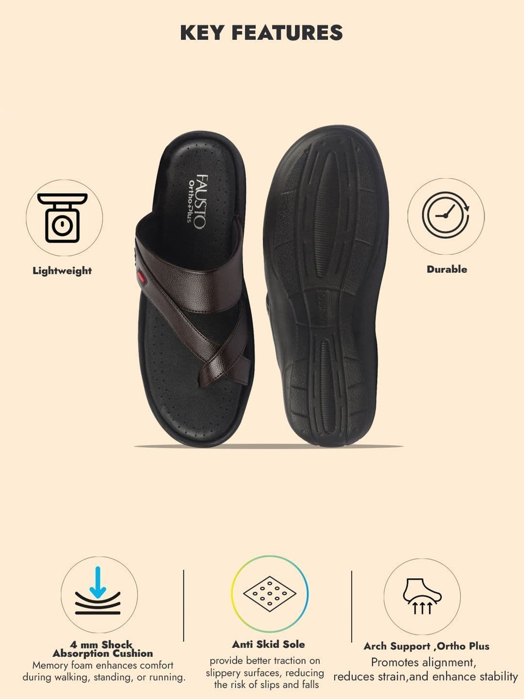 FAUSTO Men PU Comfort Sandals thumbnail 5