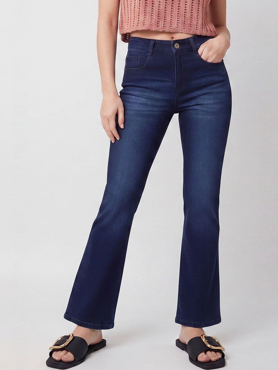 Mast & Harbour Women's Navy blue Bootcut Mid rise Regular Stretchable Denim Jeans thumbnail 5