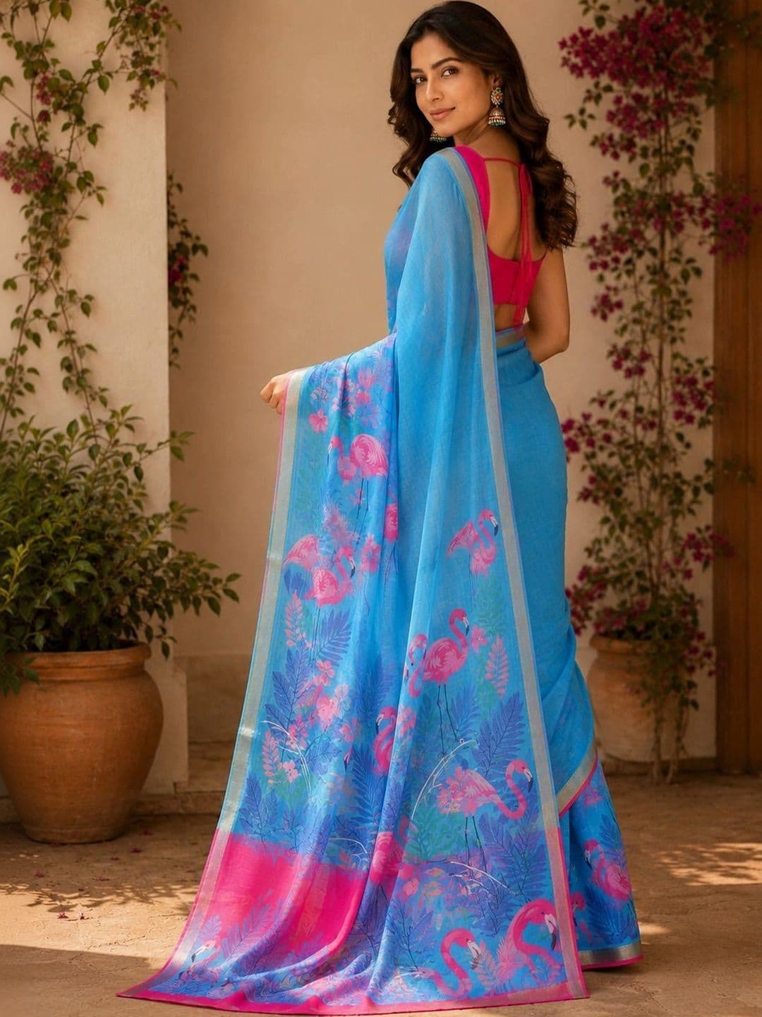 Fashion Mantra Linen Blend Saree thumbnail 3