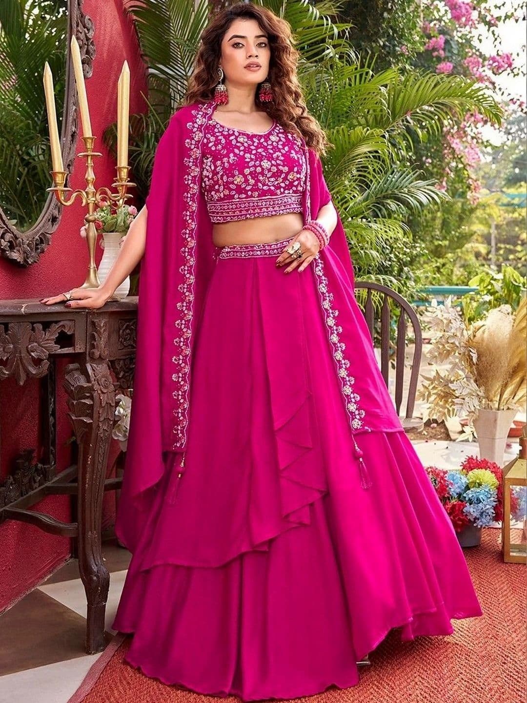 Shree Ram Creation Embellished Sequinned Ready to Wear Lehenga & Blouse With Dupatta - view 1