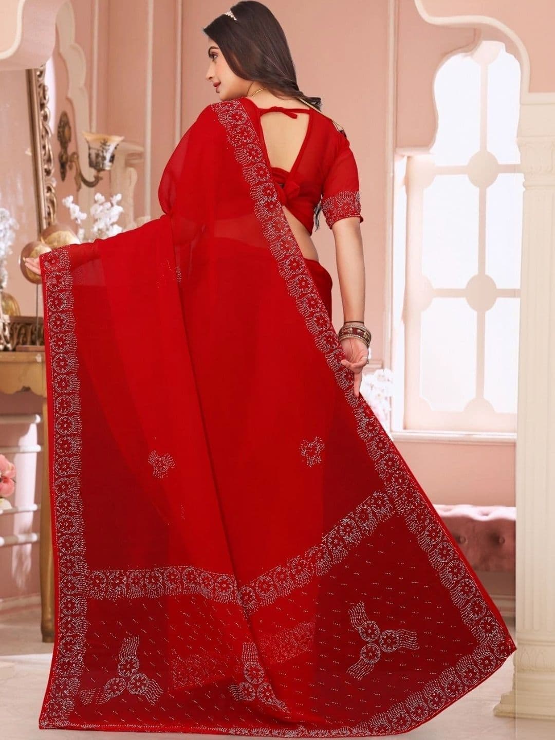 Textile Mantra Embellished Poly Chiffon Saree thumbnail 2