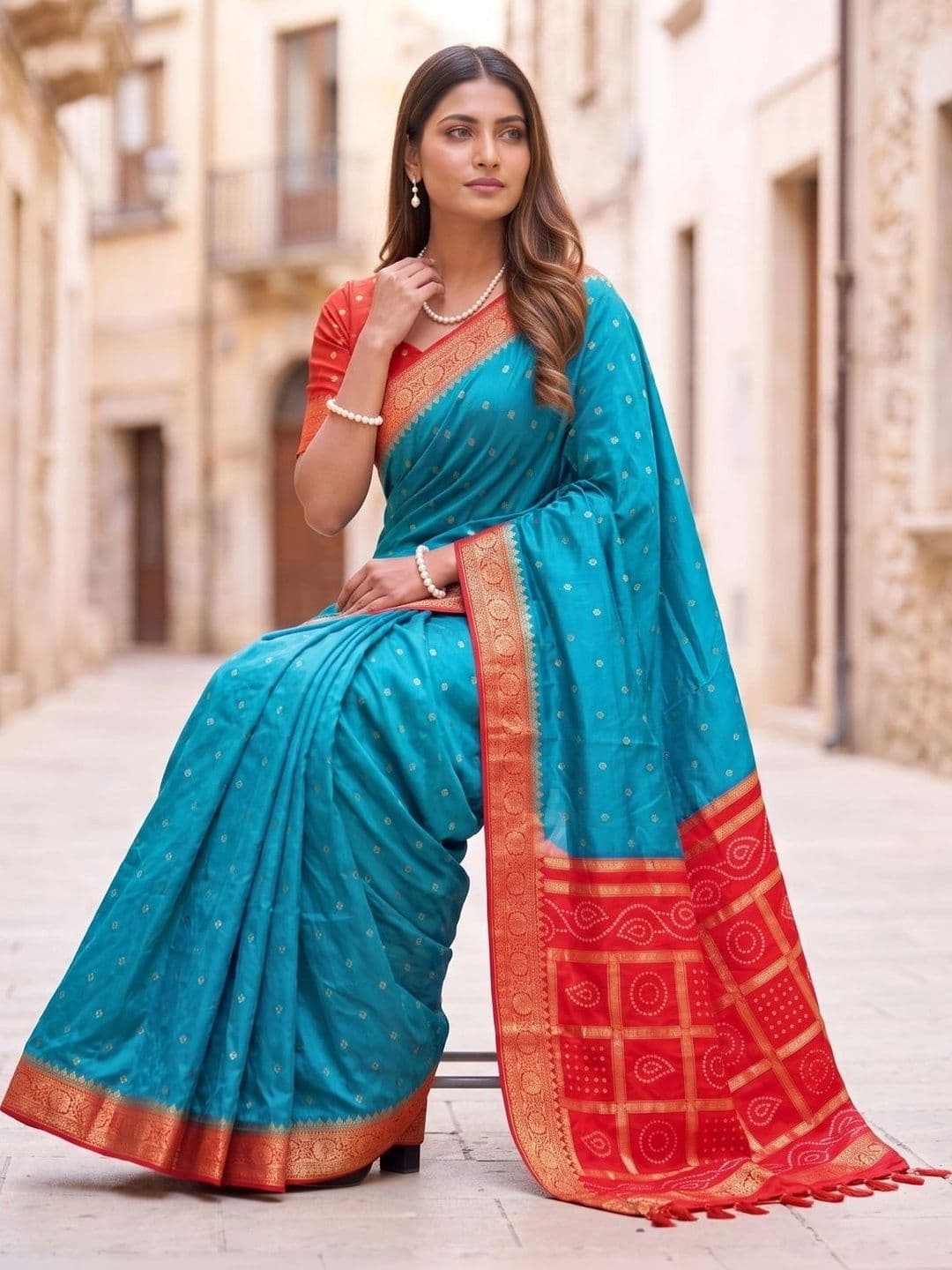 SOURAGYA Ethnic Motifs Zari Satin Banarasi Saree thumbnail 3