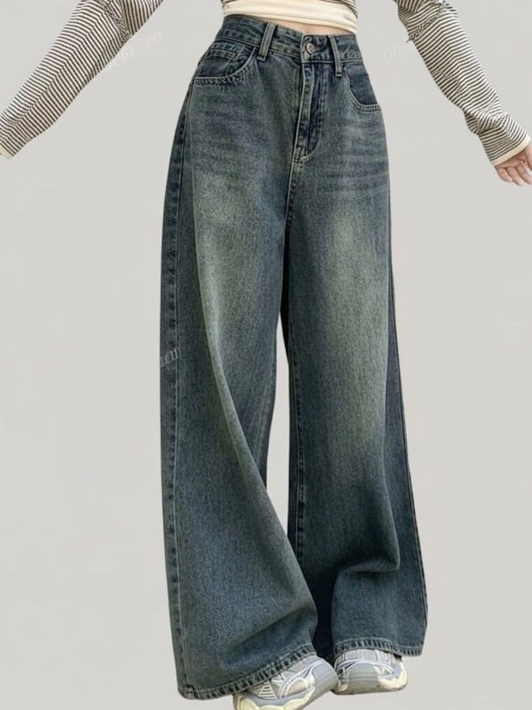 ESLITA Women High-Rise Low Distress Light Fade Jeans - view 1