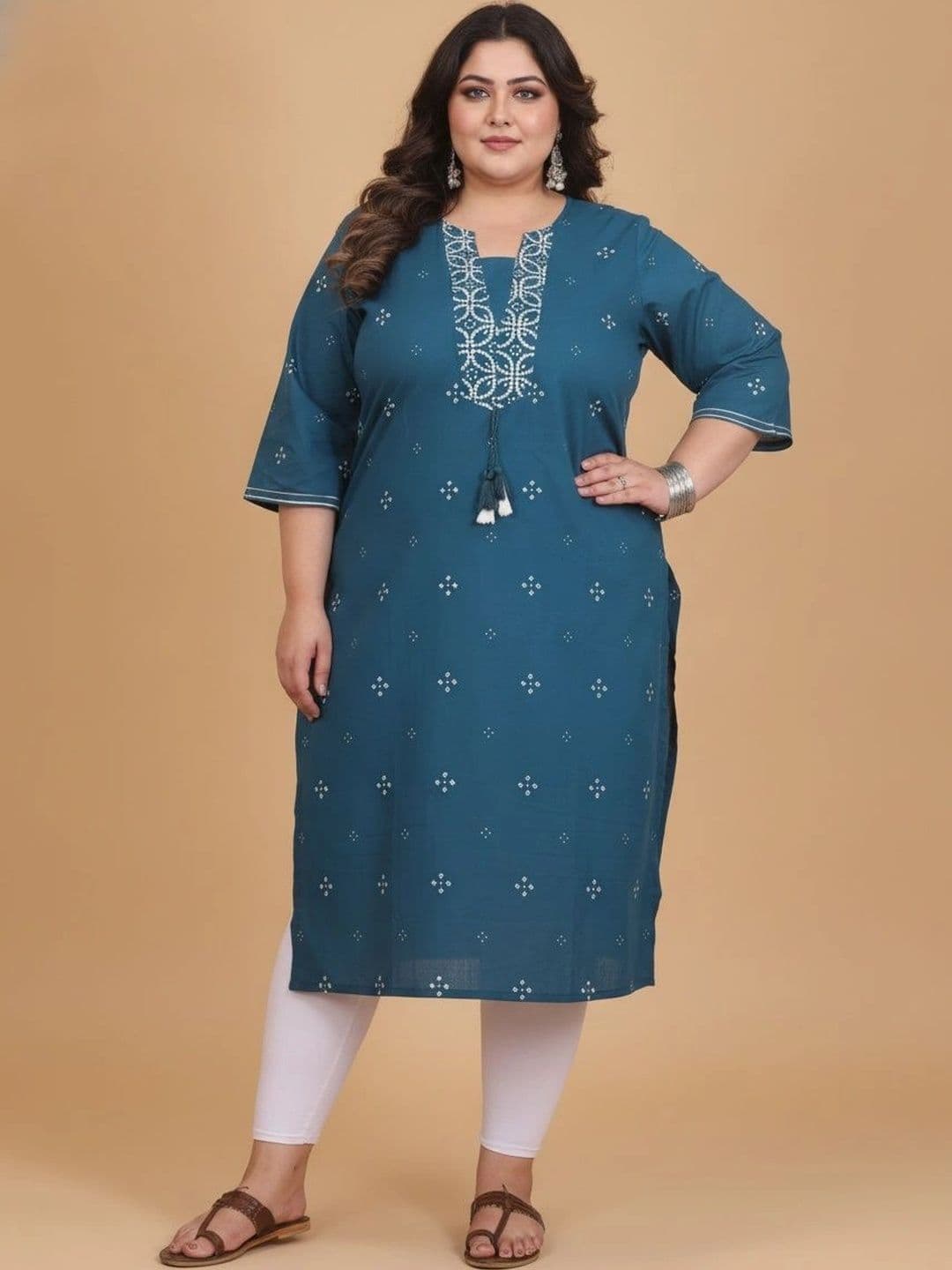 Sztori Women Bandhani Printed Thread Work Kurta - view 1