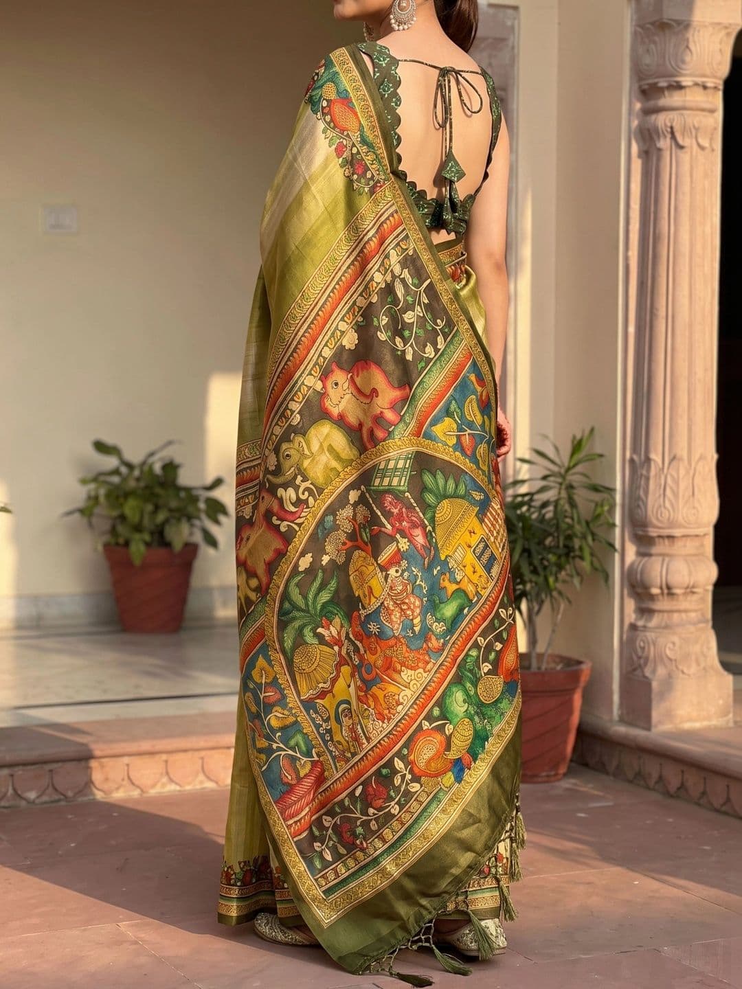 KALINI Kalamkari Art Silk Saree thumbnail 4