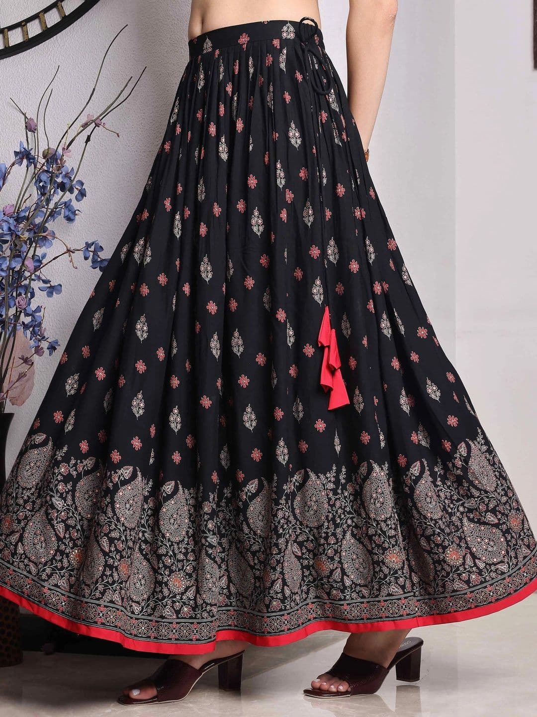YANAMORA Women Paisley Maxi Flared Skirt thumbnail 5