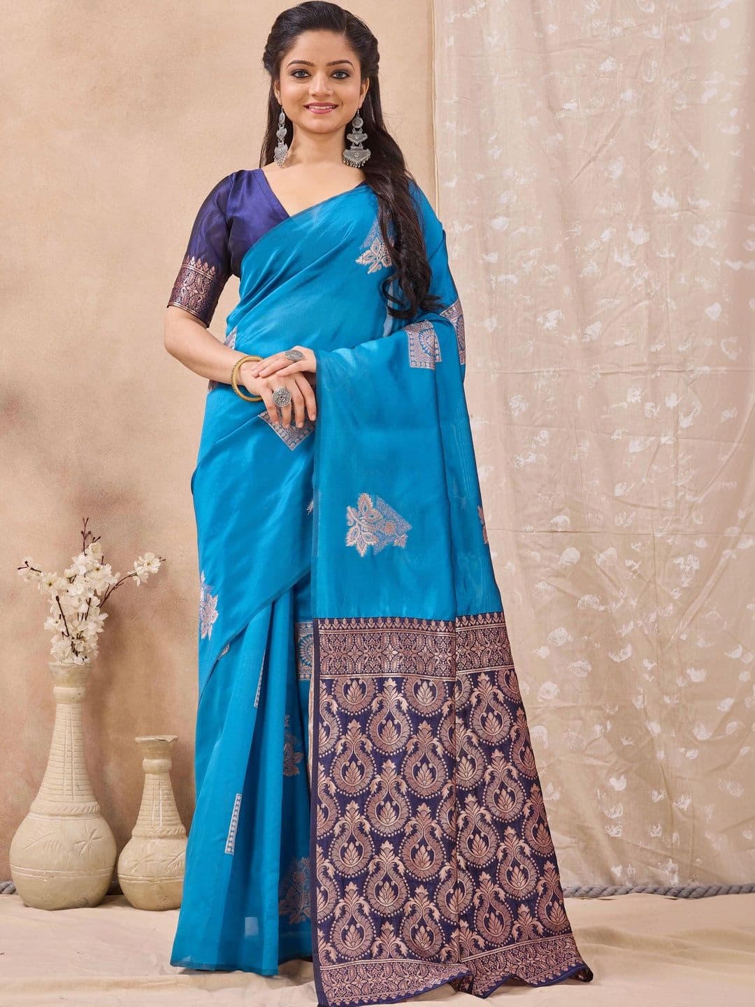 FIXAL FASHION Woven Design Zari Art Silk Saree - view 1