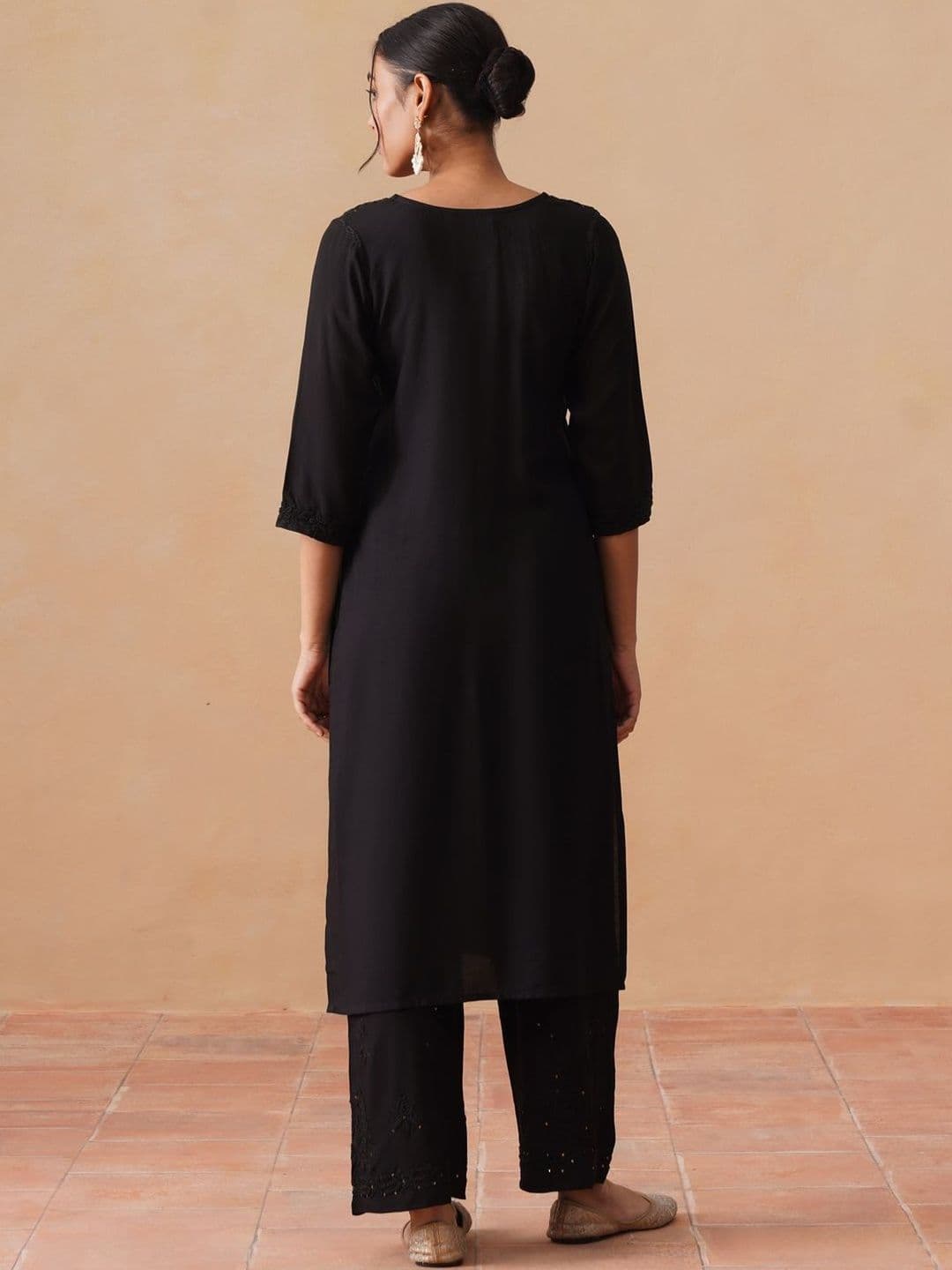 SAZRIKA Ethnic Motifs Embroidered Regular Thread Work Kurta with Palazzos & With Dupatta thumbnail 6