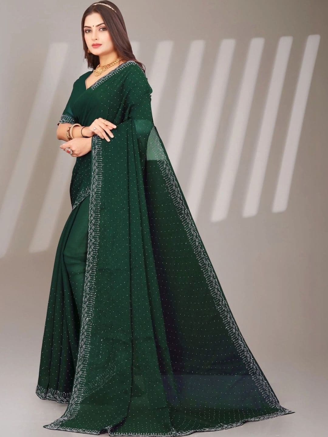 PRANU TRENDS Poly Chiffon Saree thumbnail 2