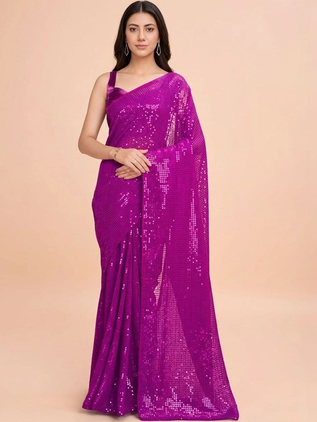 SZN Embellished Sequinned Poly Georgette Designer Saree - view 1