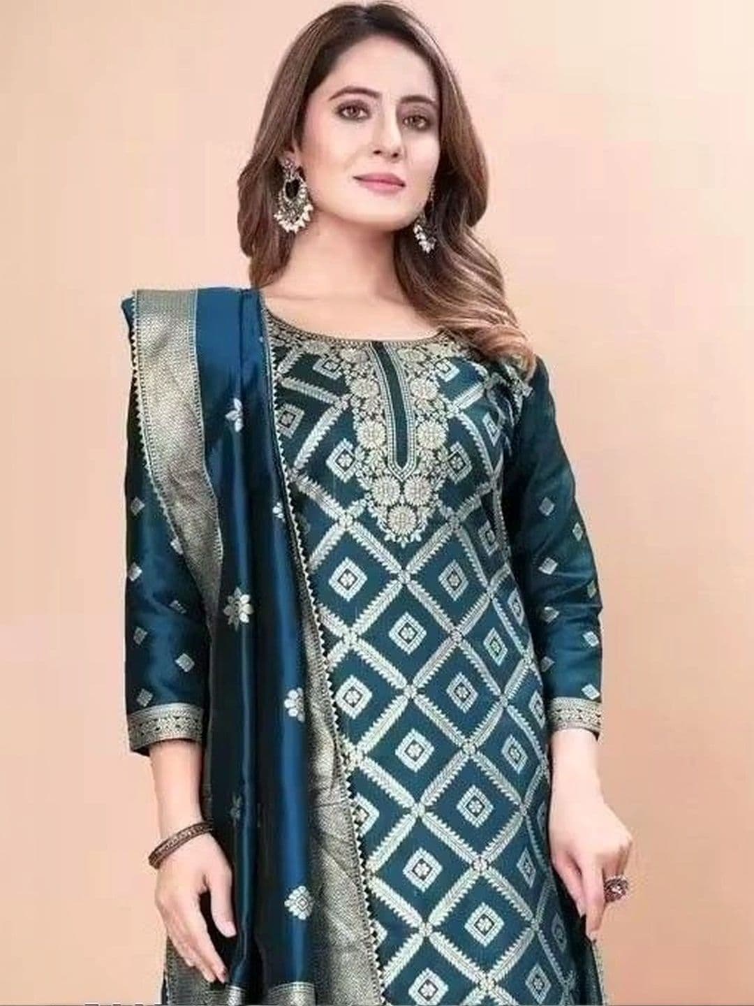 kantuba Art Silk Unstitched Dress Material thumbnail 3