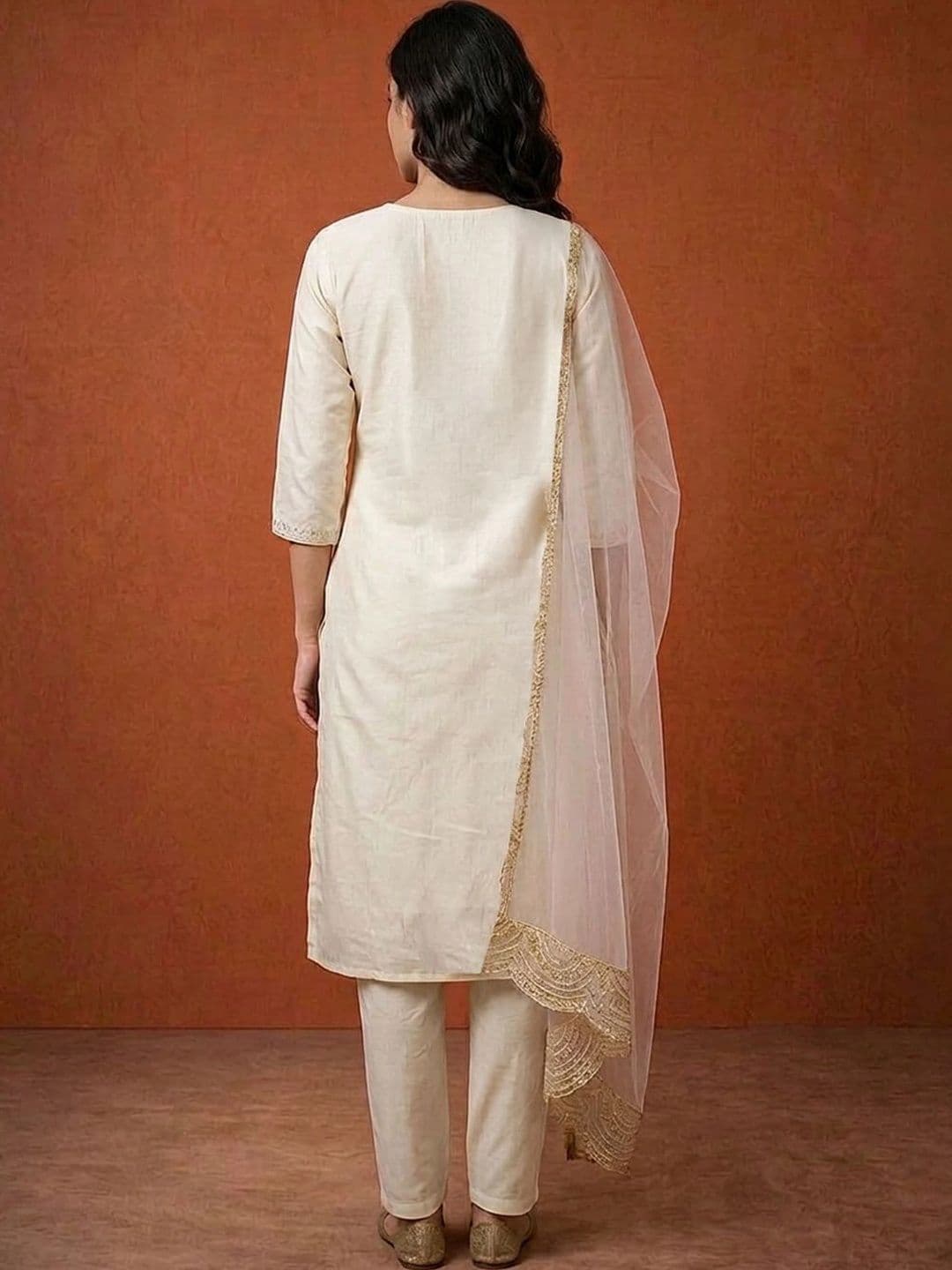 SAINOOR Women Ethnic Motifs Embroidered Regular Kurta with Trousers & With Dupatta thumbnail 2