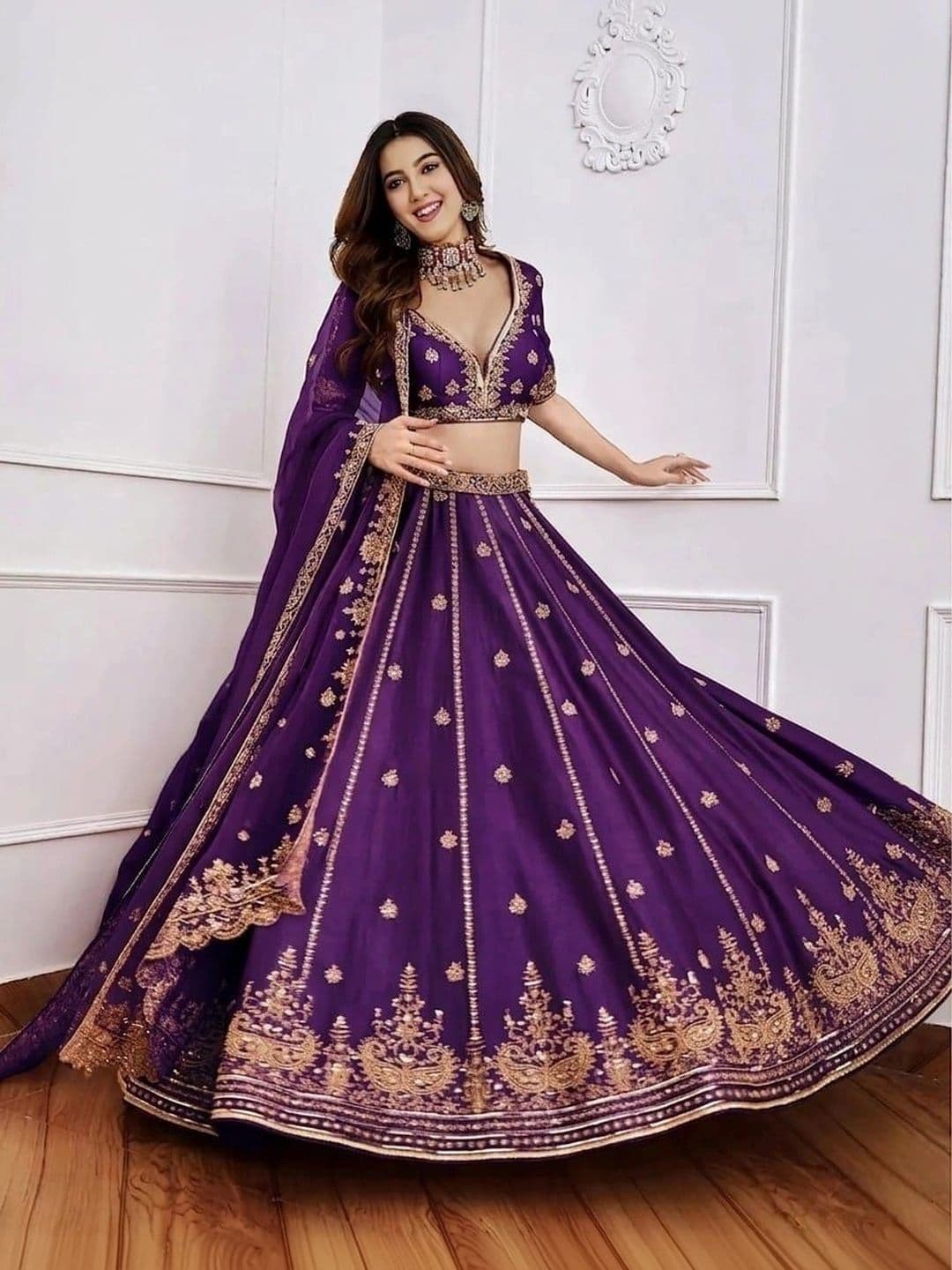 VASTRYN Embroidered Ready to Wear Lehenga & Unstitched Blouse With Dupatta thumbnail 4