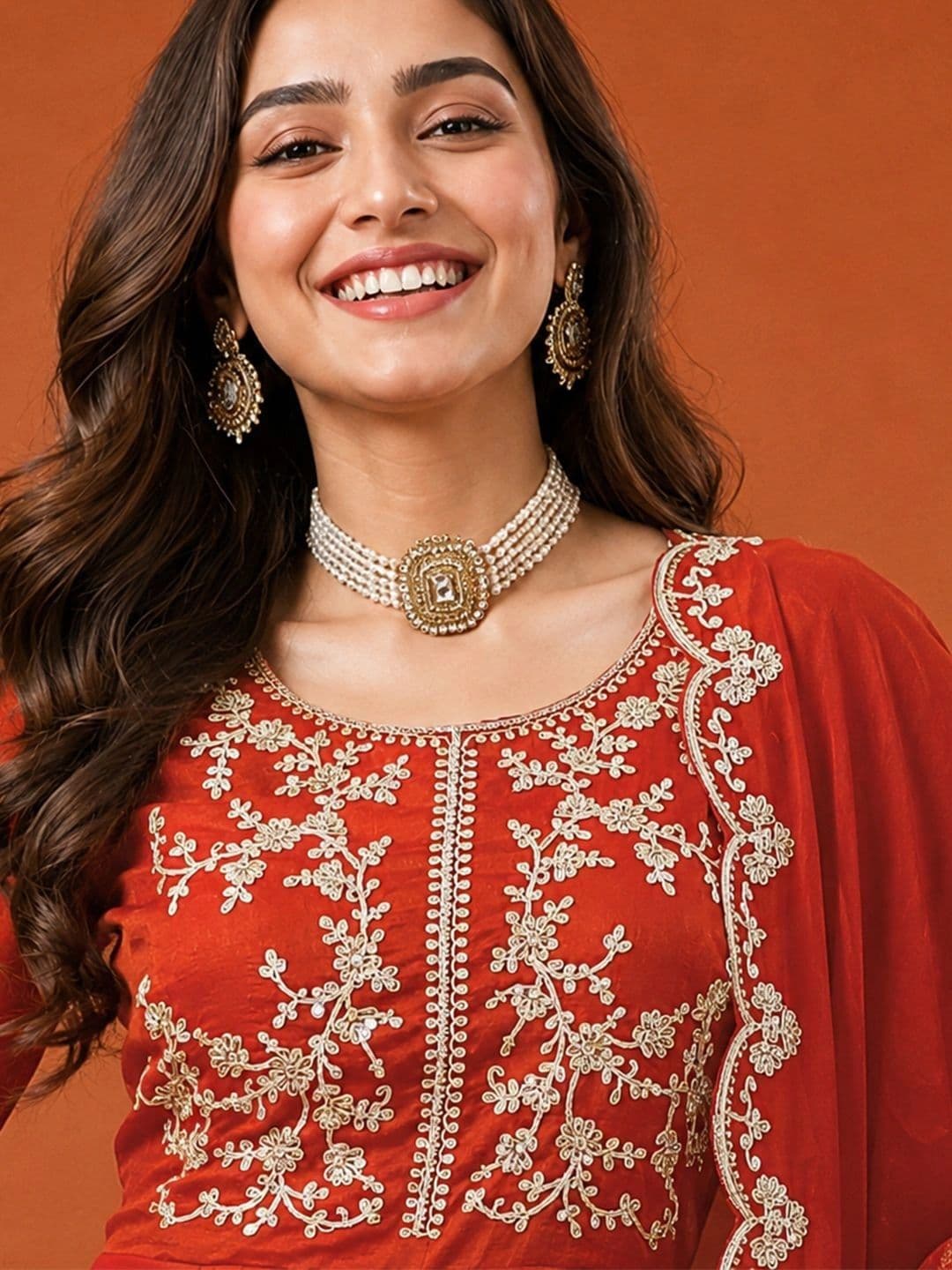 SAINOOR Women Ethnic Motifs Embroidered Empire Thread Work Kurta with Trousers & With Dupatta thumbnail 6