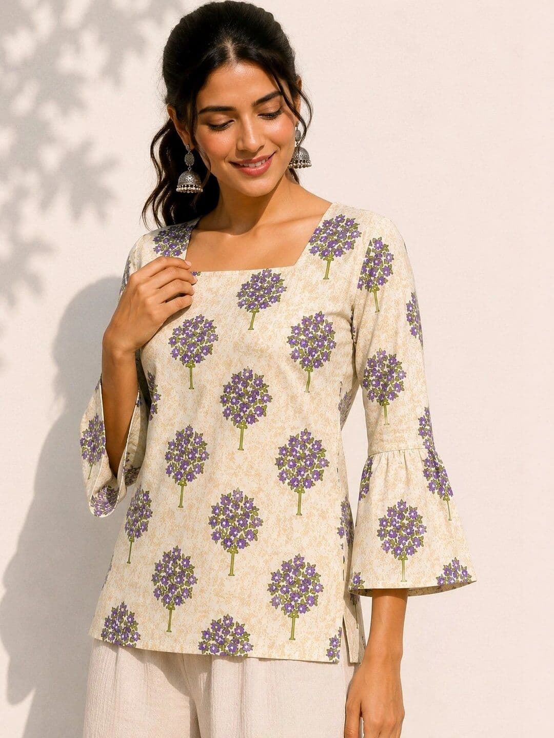 Purnova Women Floral Printed Flared Sleeves Indie Florals Kurta - view 1