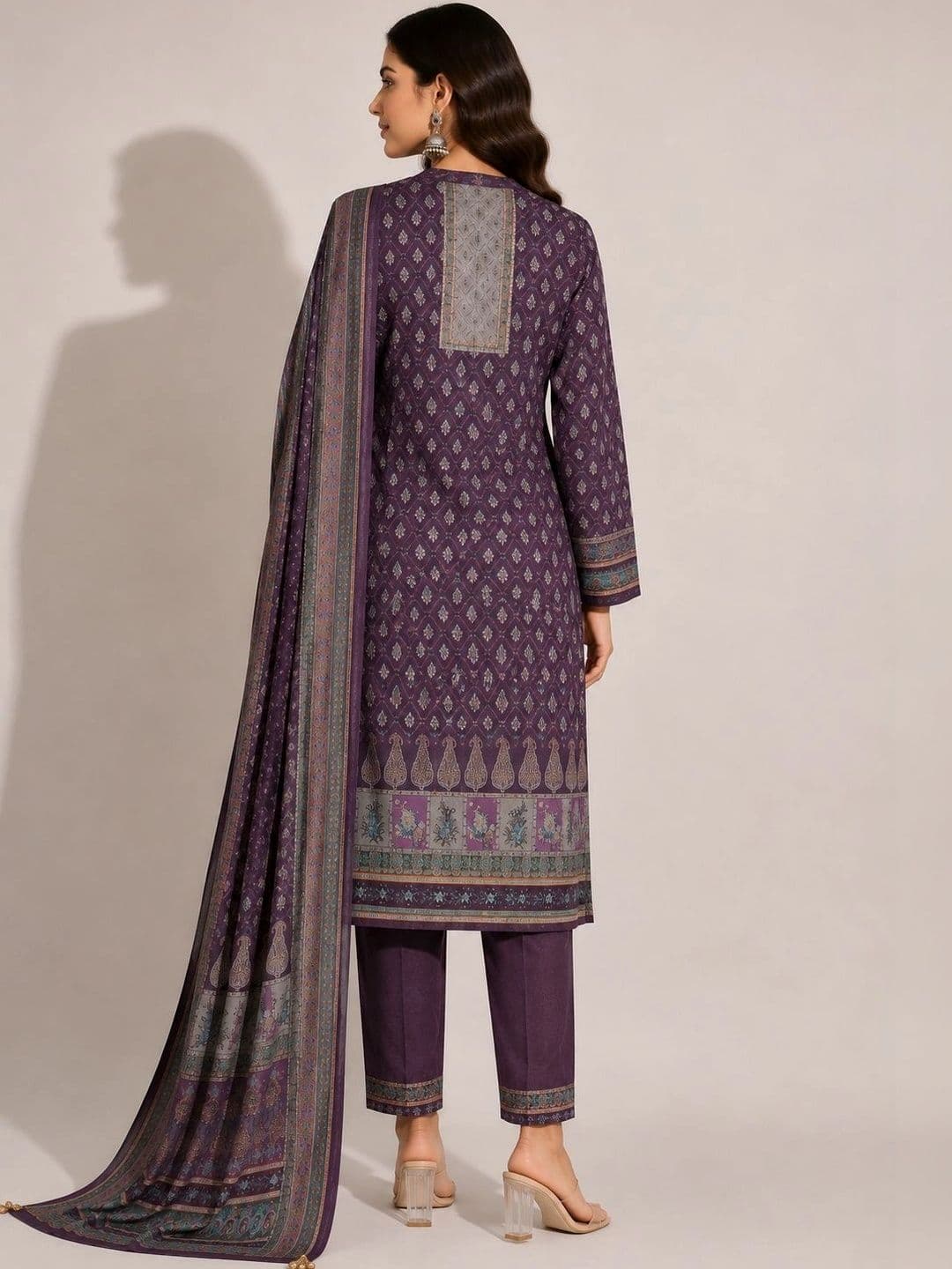 Wool's Kart Women Ethnic Motifs Printed Regular Kurta with Trousers & With Dupatta thumbnail 4