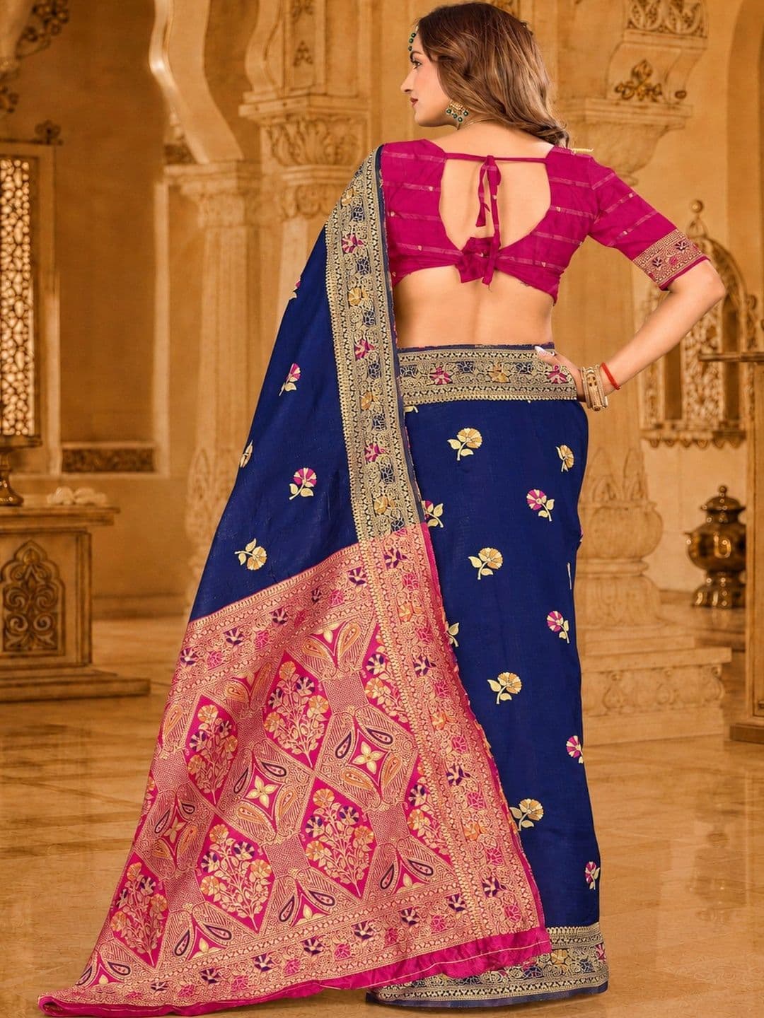Dimaxi Vastra Woven Design Zari Silk Blend Kota Saree thumbnail 5