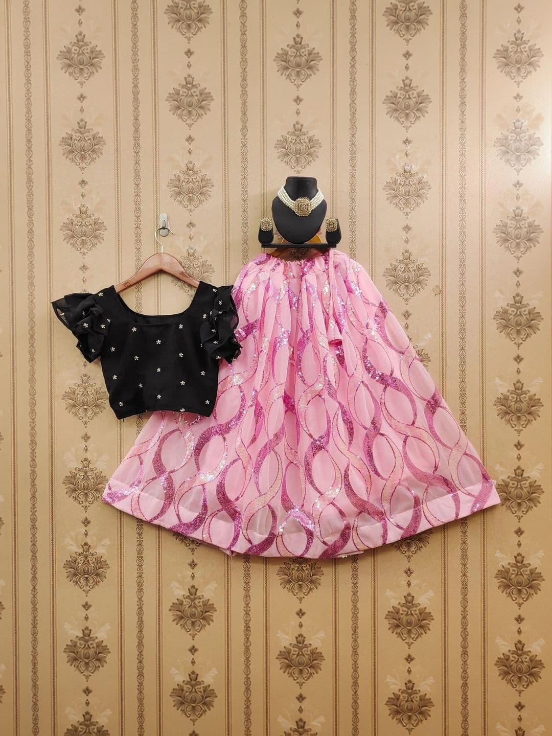Poppy & Munchkin Girls Embellished Sequinned Wear Lehenga thumbnail 4