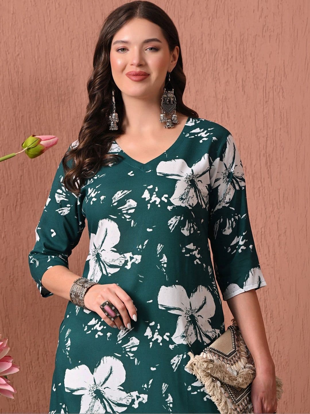 HERE&NOW Women Floral Printed Floral Kurta thumbnail 6