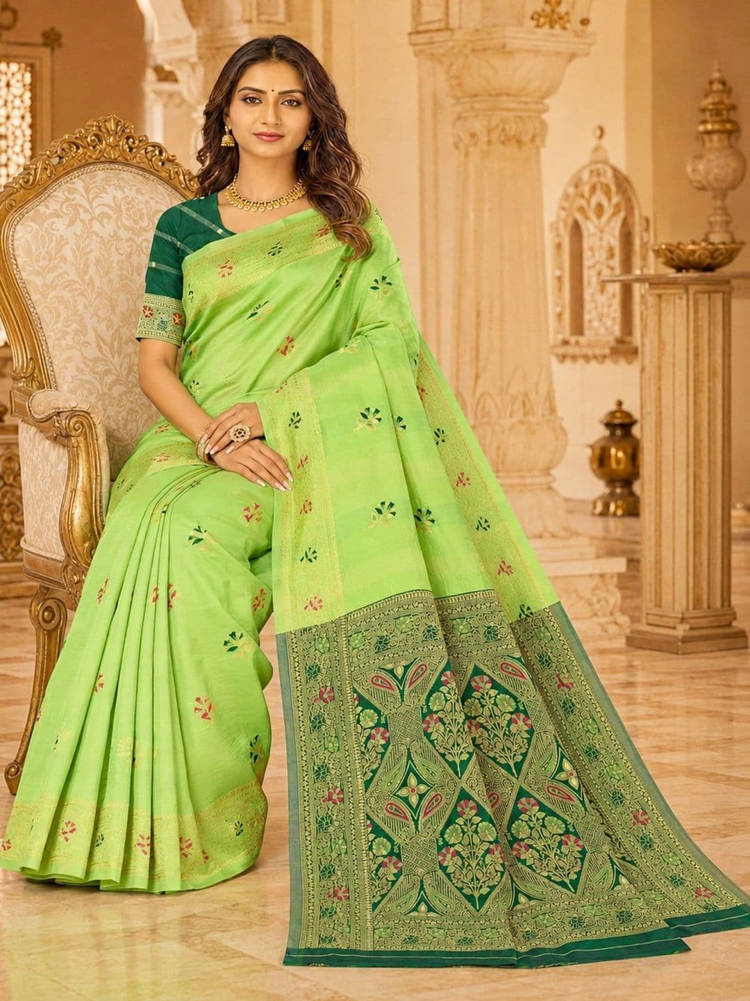 Dimaxi Vastra Woven Design Zari Silk Blend Kota Saree thumbnail 3