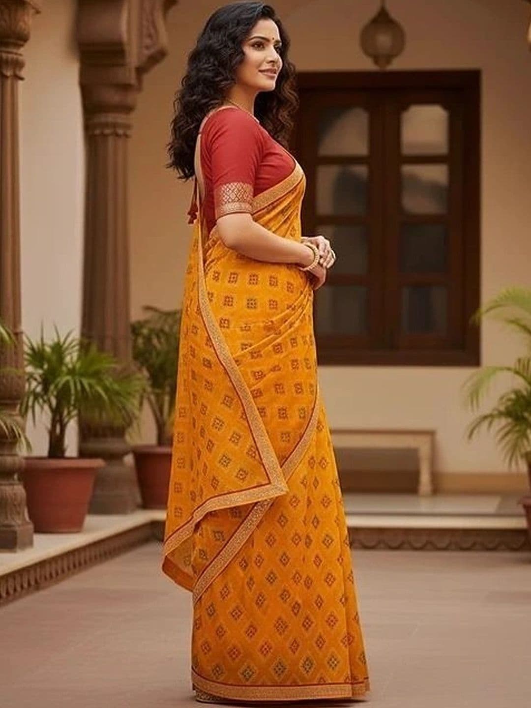 PRANU TRENDS Bandhani Poly Georgette Saree thumbnail 3