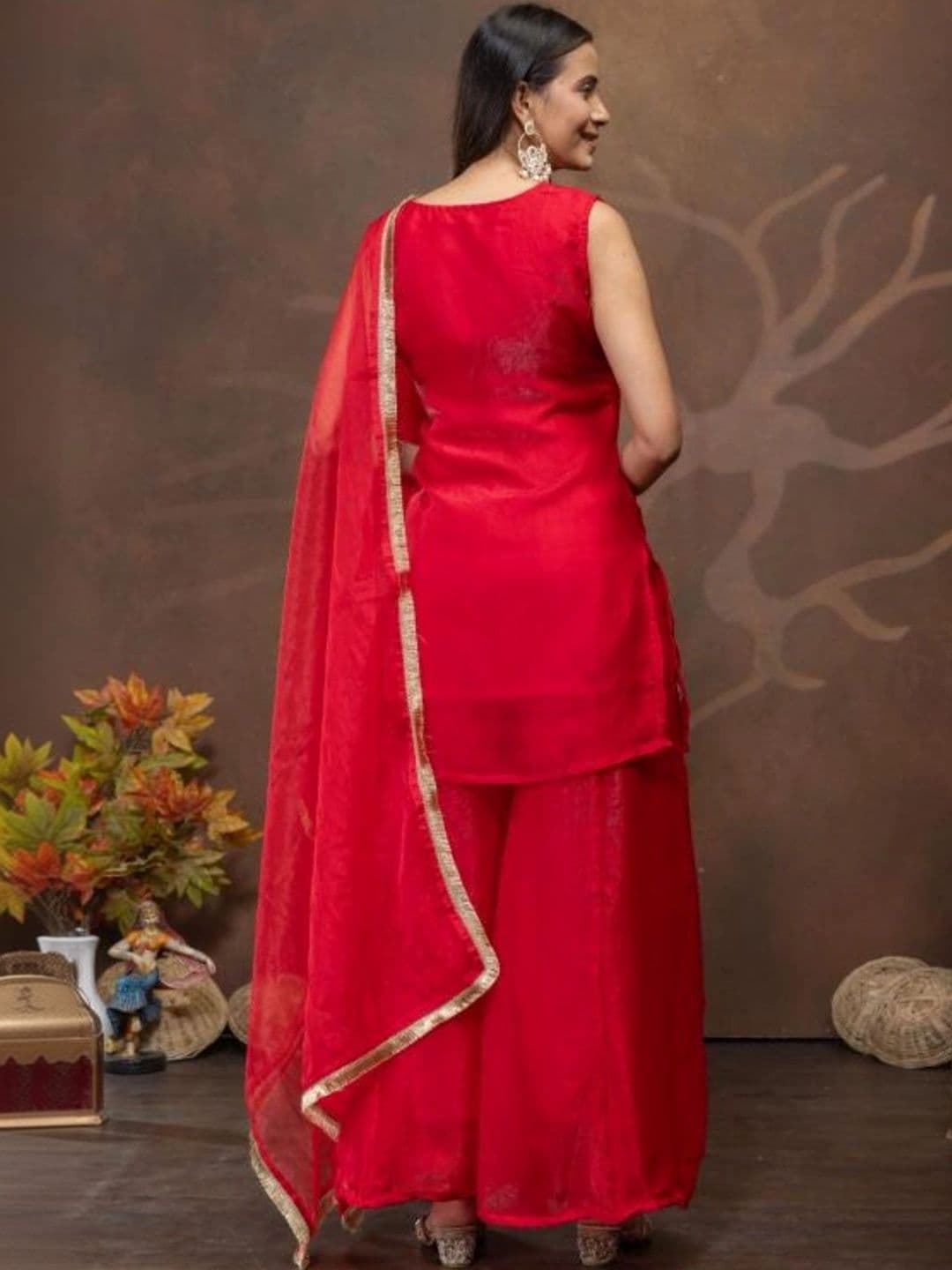 Aditexo Women Ethnic Motifs Embroidered Regular Kurta with Sharara & With Dupatta thumbnail 4