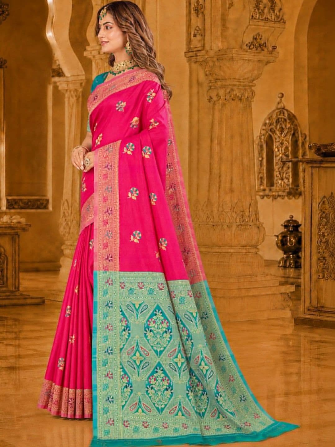 Dimaxi Vastra Woven Design Zari Silk Blend Kota Saree thumbnail 6