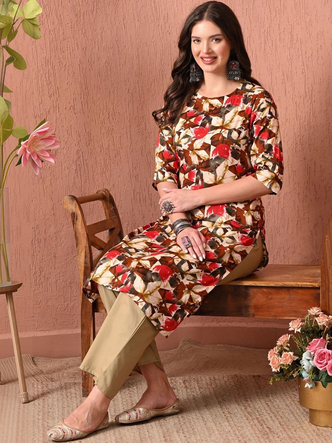HERE&NOW Women Floral Printed Floral Kurta thumbnail 5