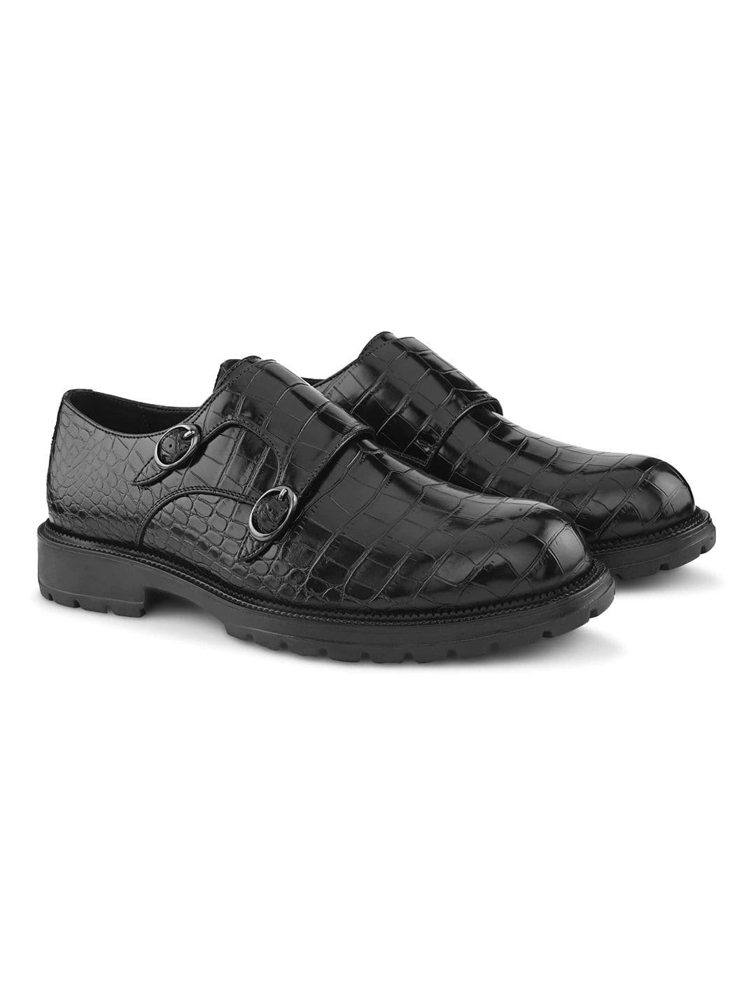 House of Pataudi Men Textured Formal Monk Shoes thumbnail 6