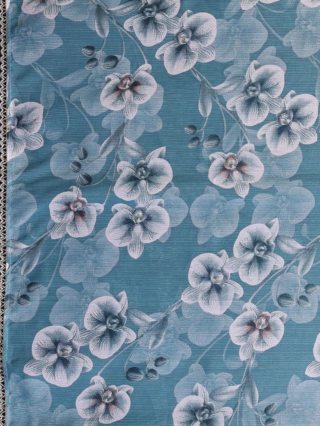 Urban Pallu Floral Pure Chiffon Designer Saree thumbnail 6