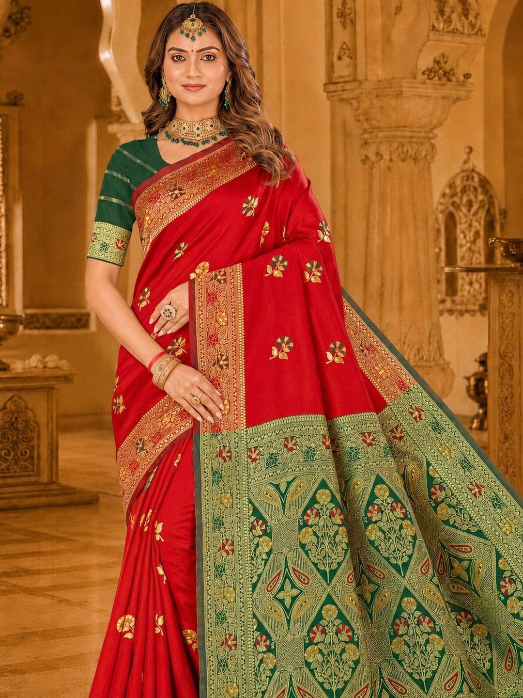 Dimaxi Vastra Woven Design Zari Silk Blend Kota Saree thumbnail 4