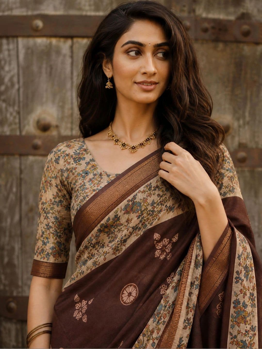 KALINI Kalamkari Silk Blend Saree thumbnail 5