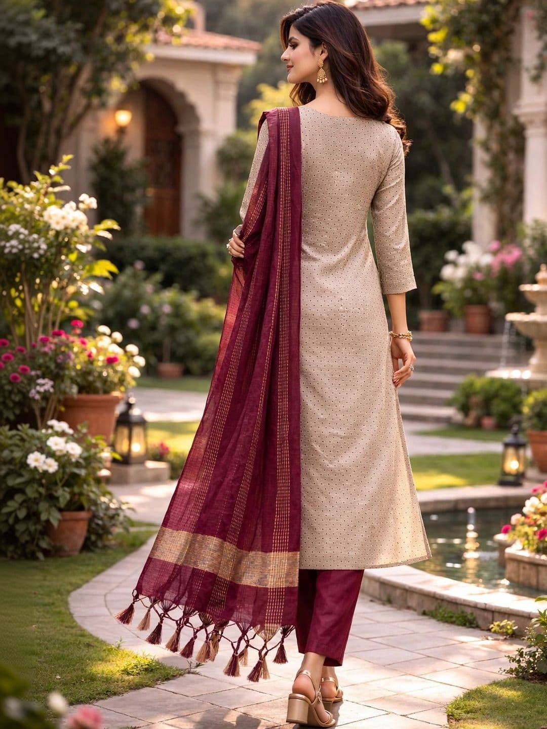 MI Textile Women Ethnic Motifs Embroidered Regular Thread Work Kurta with Trousers & With Dupatta thumbnail 2