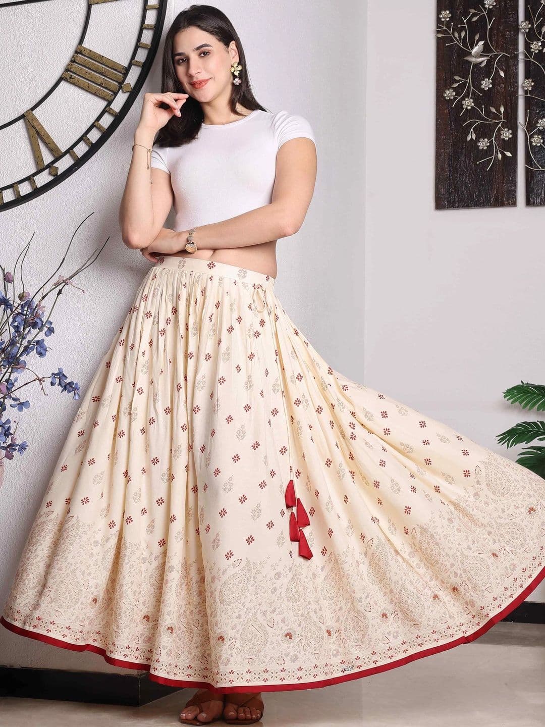 YANAMORA Women Paisley Maxi Flared Skirt thumbnail 4