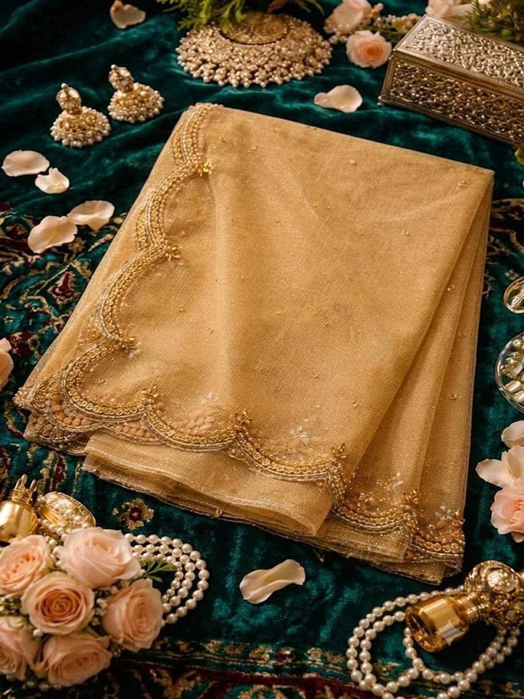 SAHINA DUPATTA Dupatta with Beads and Stones thumbnail 4